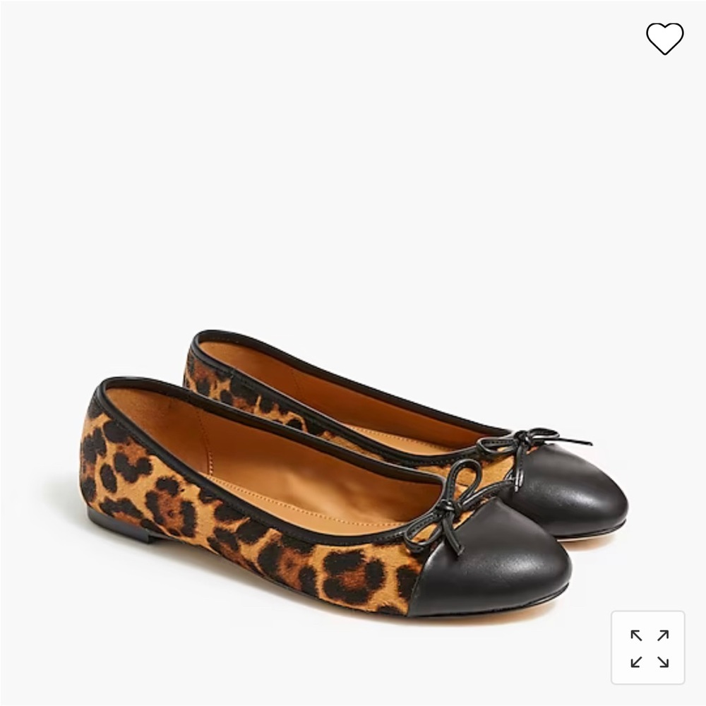 J. Crew Factory Leopard Calf Hair Captoe Ballet Flats